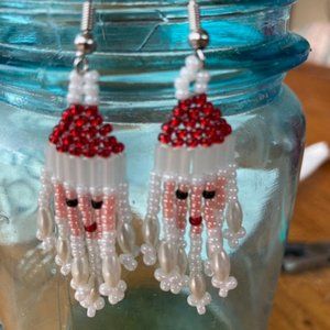Hand beaded Santa Earrings
